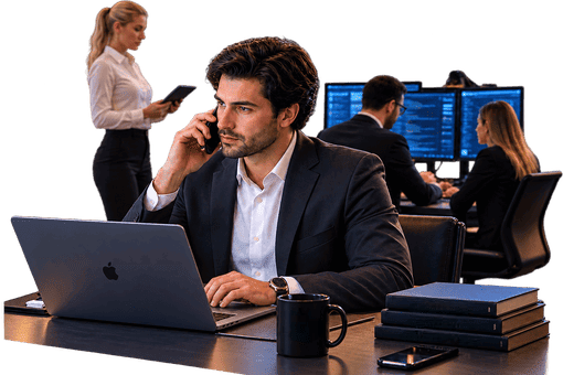 Investigator taking a client call about a suspected scam